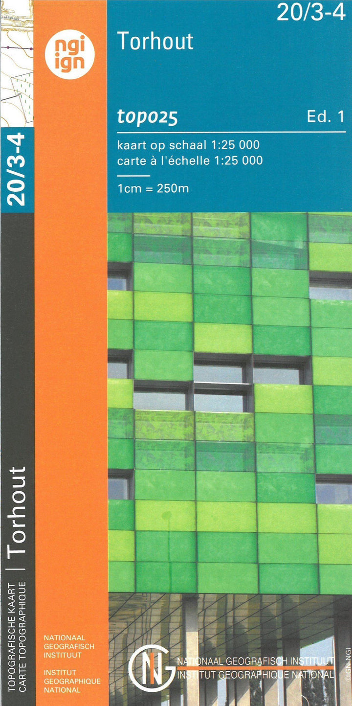 Carte topographique n° 20/3-4 - Torhout (Belgique) | NGI topo 25 carte pliée IGN Belgique 