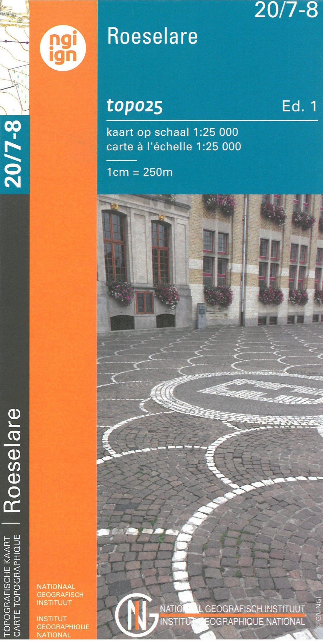 Carte topographique n° 20/7-8 - Roeselare (Belgique) | NGI topo 25 carte pliée IGN Belgique 