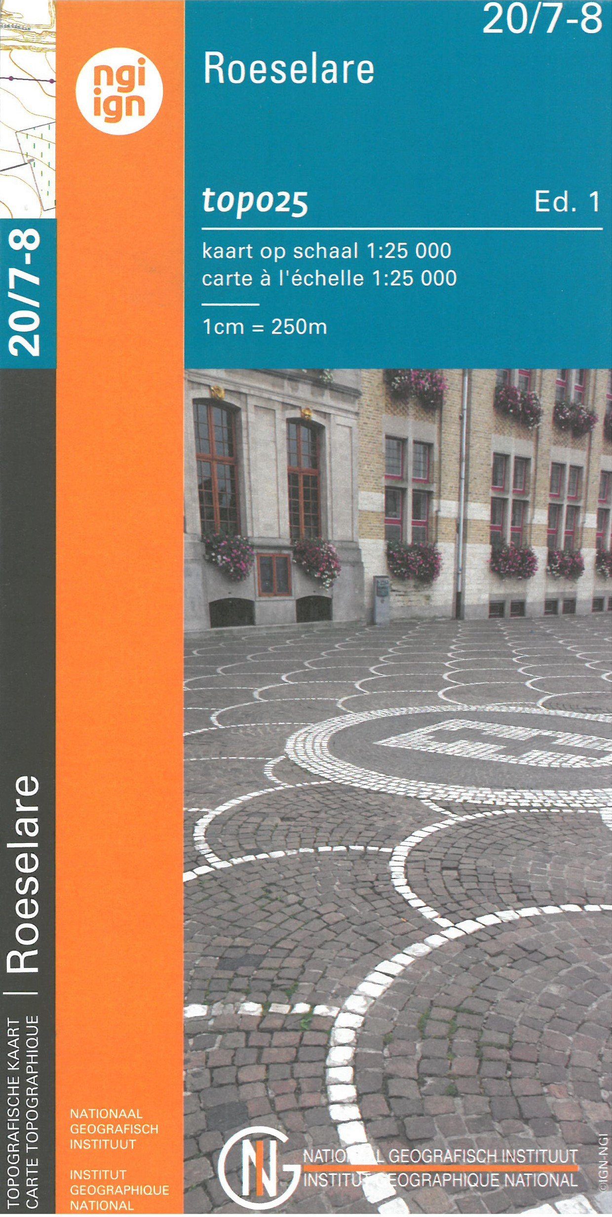 Carte topographique n° 20/7-8 - Roeselare (Belgique) | NGI topo 25 carte de randonnée IGN Belgique