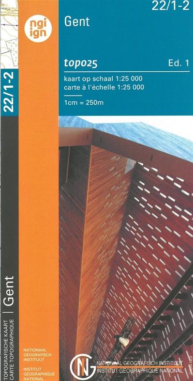 Carte topographique n° 22/1-2 - Gent (Belgique) | NGI topo 25 carte pliée IGN Belgique 