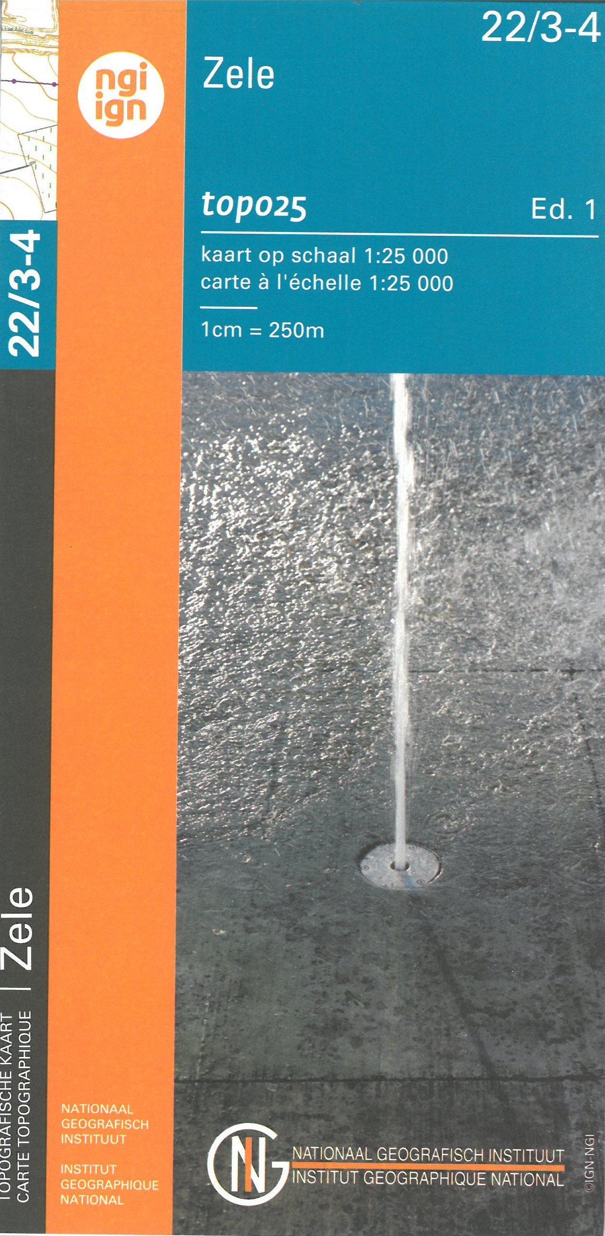 Carte topographique n° 22/3-4 - Zele (Belgique) | NGI topo 25 carte de randonnée IGN Belgique