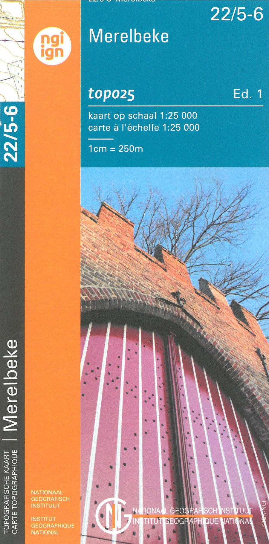 Carte topographique n° 22/5-6 - Merelbeke (Belgique) | NGI topo 25 carte pliée IGN Belgique 