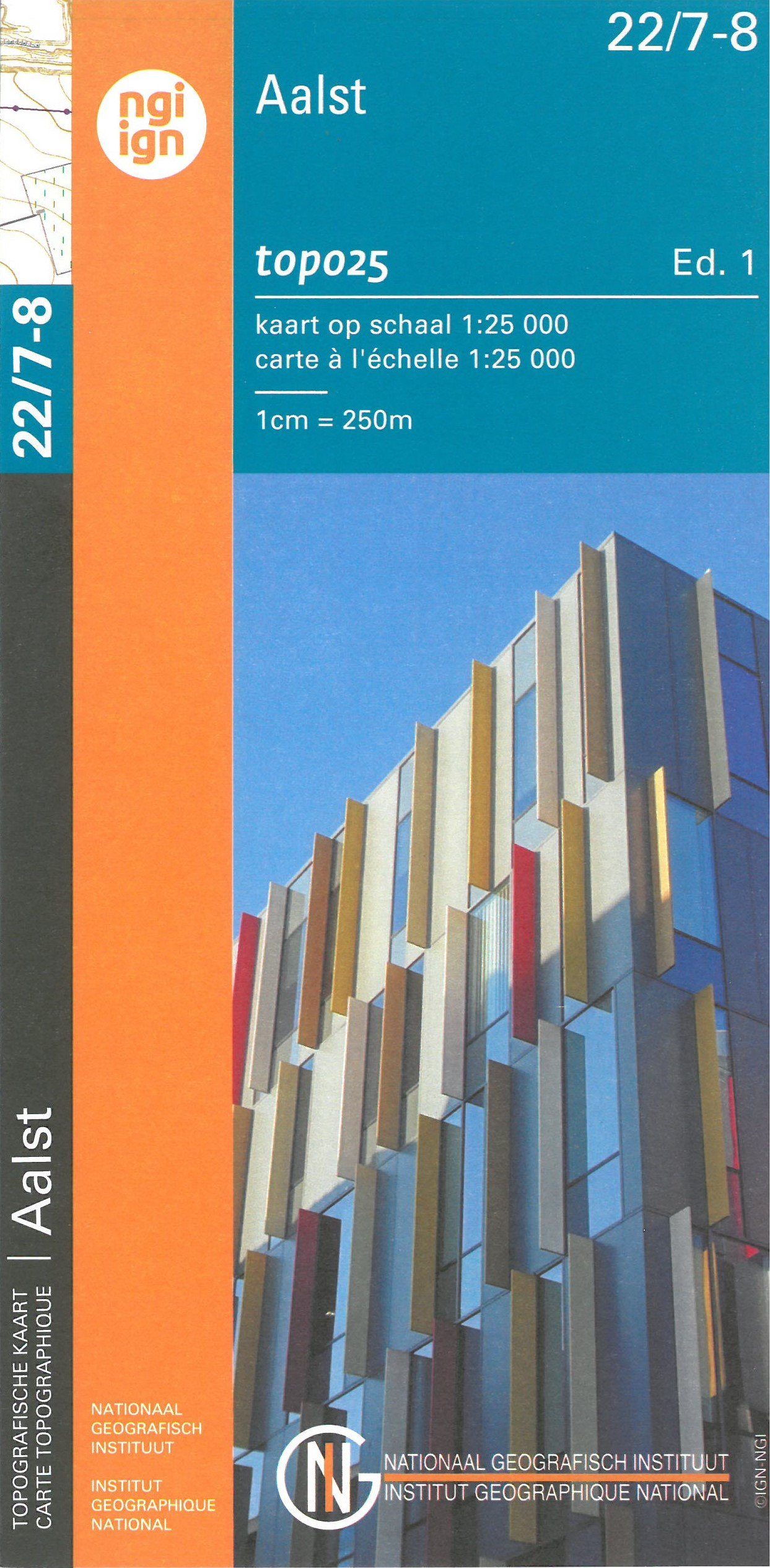 Carte topographique n° 22/7-8 - Aalst (Belgique) | NGI topo 25 carte de randonnée IGN Belgique