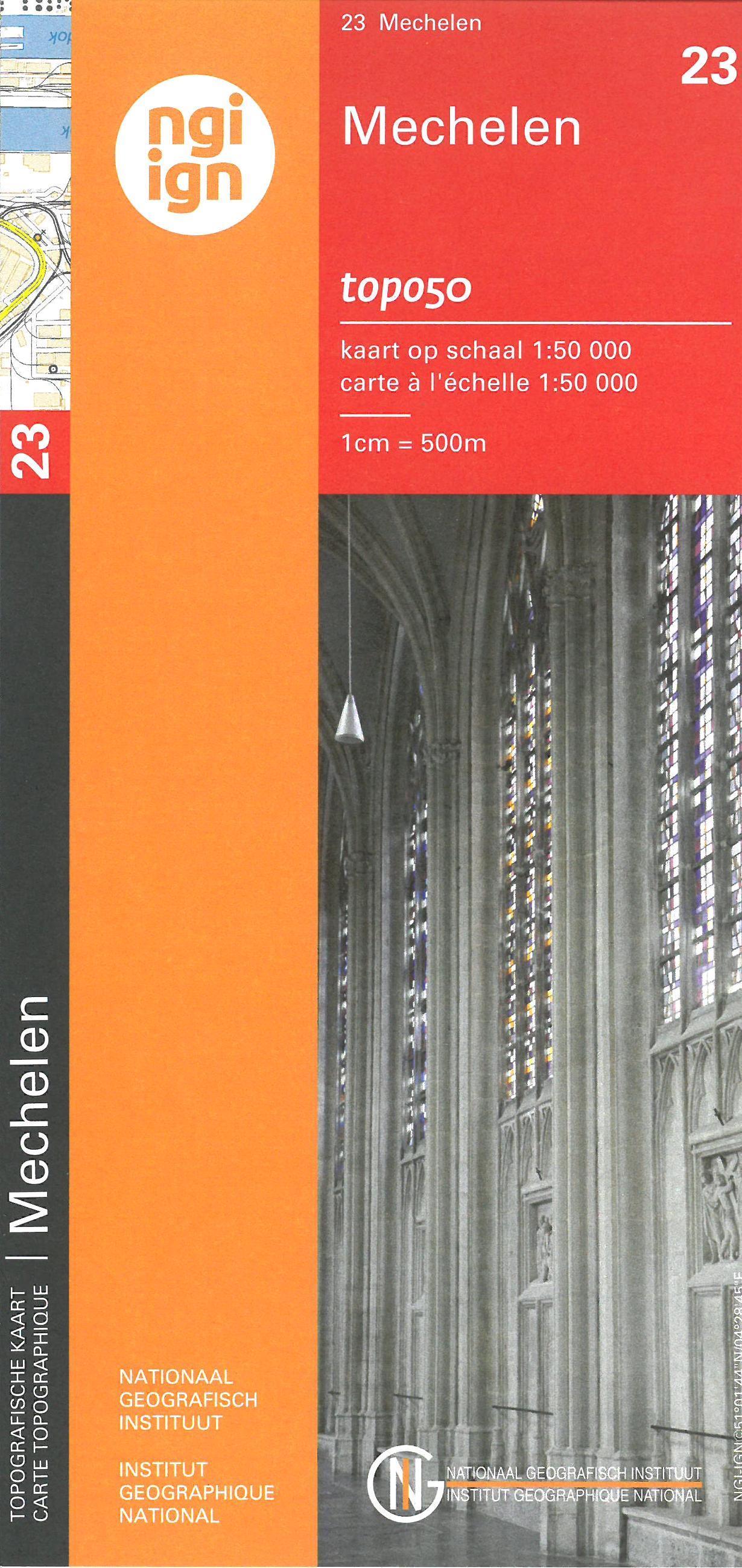 Carte topographique n° 23 - Malines (Belgique) | NGI - 1/50 000 carte de randonnée IGN Belgique