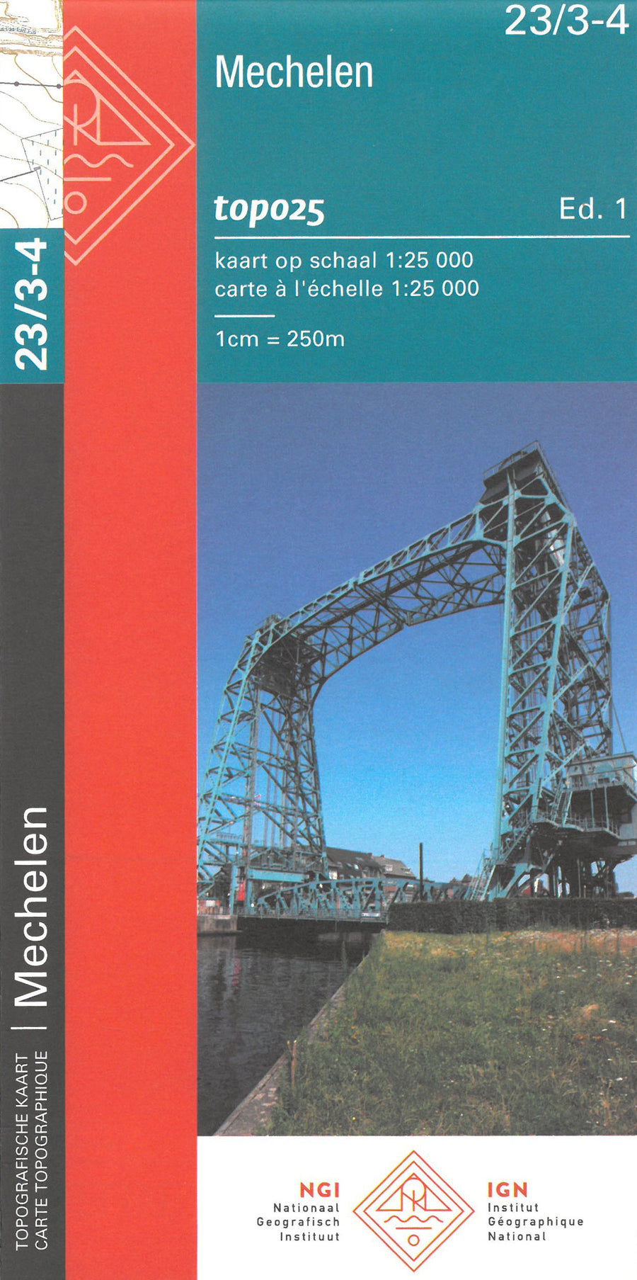 Carte topographique n° 23/3-4 - Mechelen (Belgique) | NGI topo 25 carte pliée IGN Belgique 