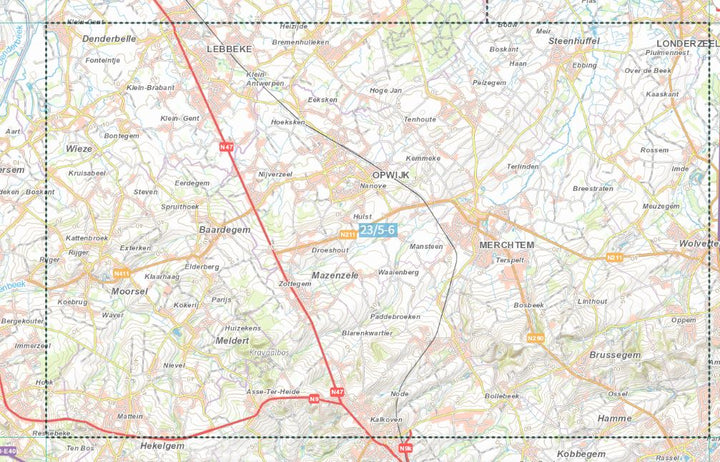 Carte topographique n° 23/5-6 - Merchtem (Belgique) | NGI topo 25 carte pliée IGN Belgique 