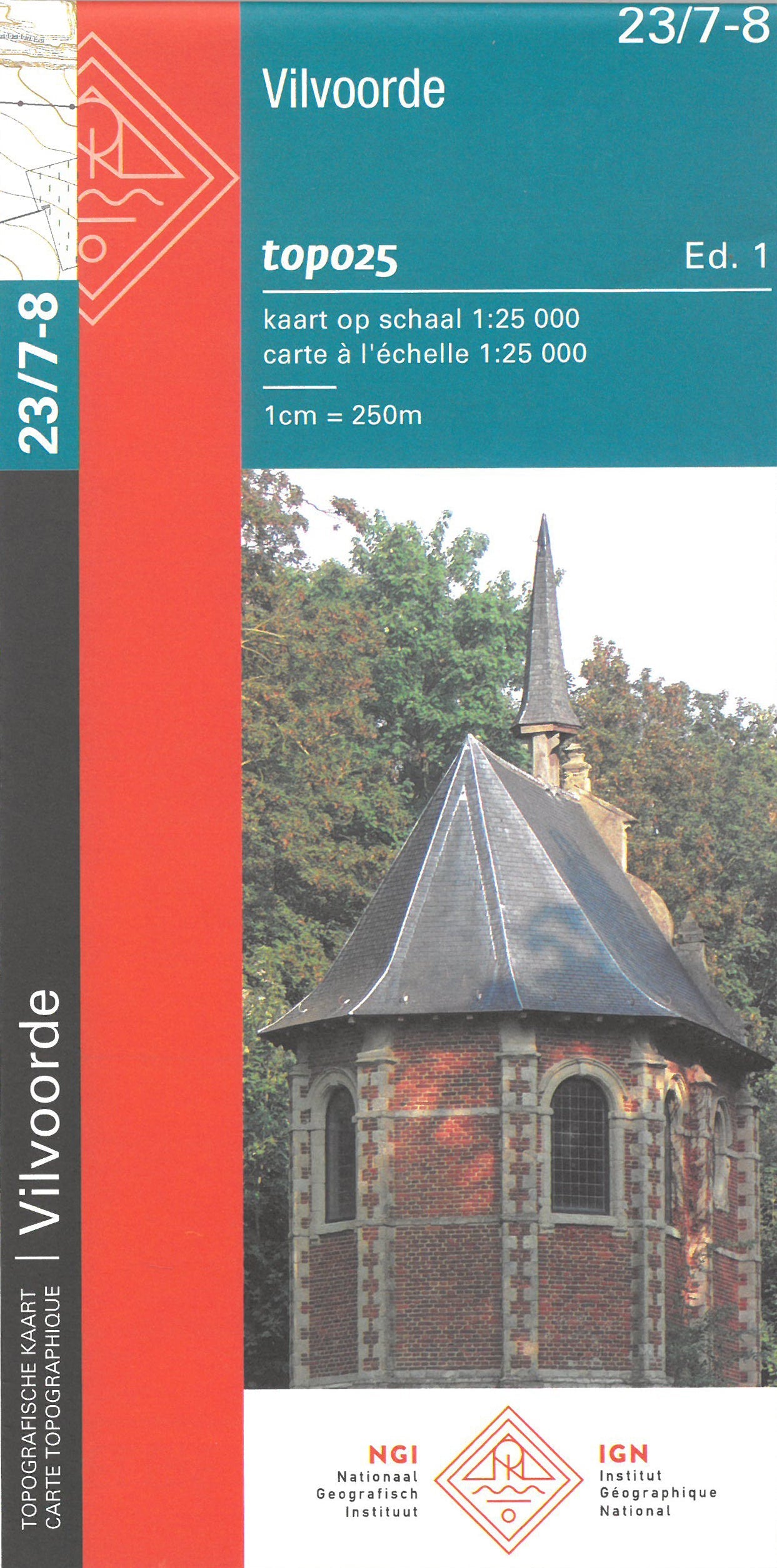 Carte topographique n° 23/7-8 - Vilvoorde (Belgique) | NGI topo 25 carte de randonnée IGN Belgique