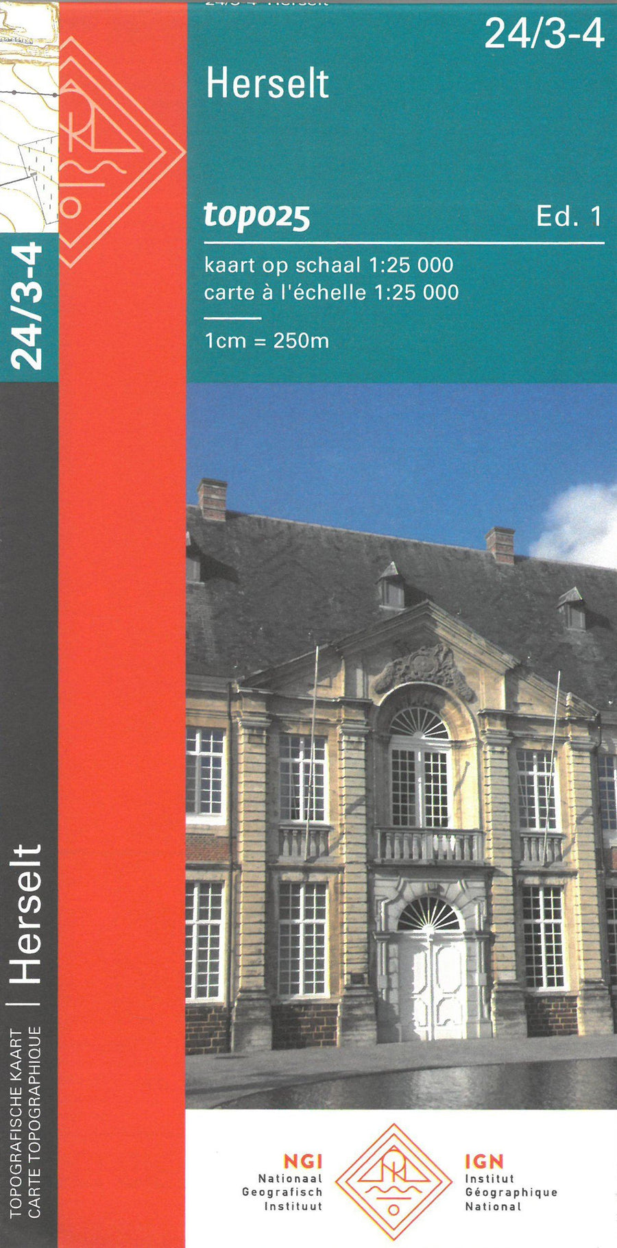 Carte topographique n° 24/3-4 - Herselt (Belgique) | NGI topo 25 carte pliée IGN Belgique 