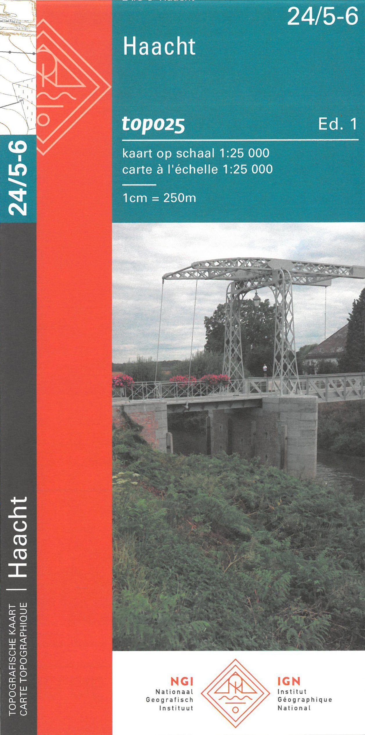Carte topographique n° 24/5-6 - Haacht (Belgique) | NGI topo 25 carte de randonnée IGN Belgique