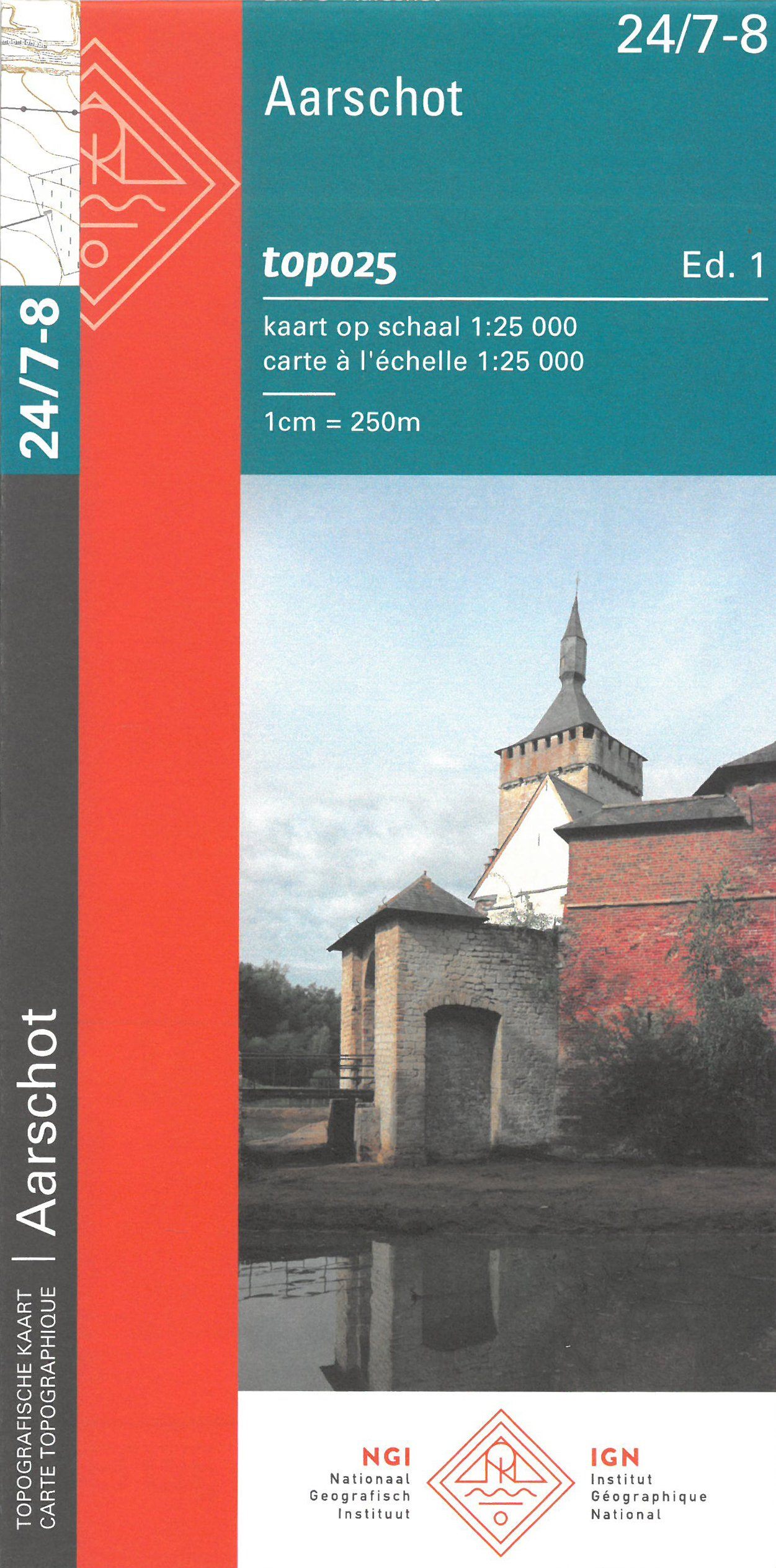 Carte topographique n° 24/7-8 - Aarschot (Belgique) | NGI topo 25 carte de randonnée IGN Belgique