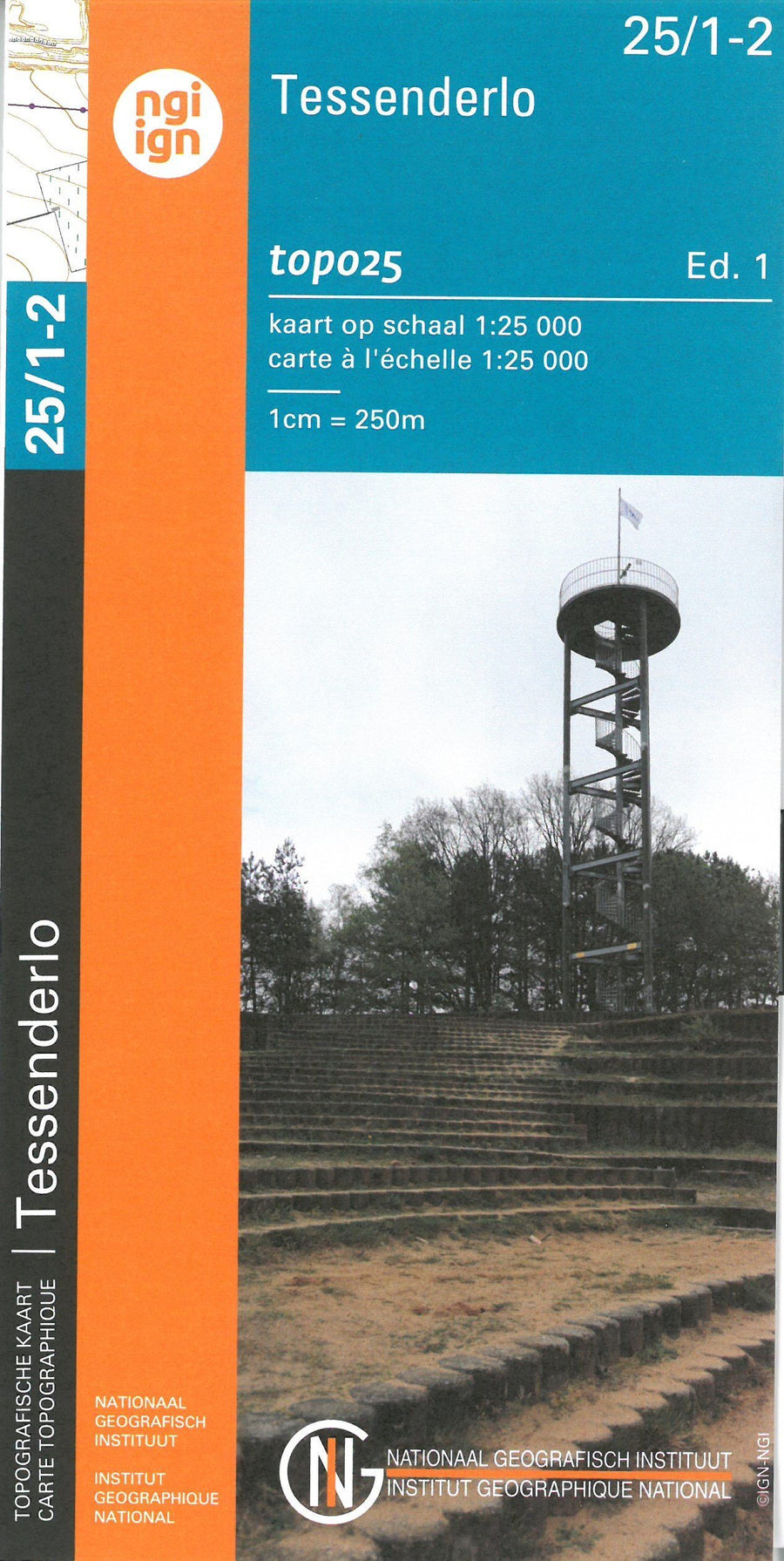Carte topographique n° 25/1-2 - Tessenderlo (Belgique) | NGI topo 25 carte pliée IGN Belgique 