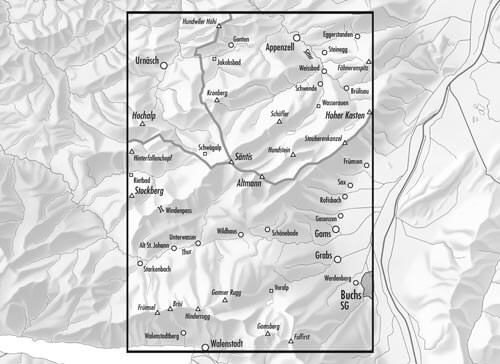 Carte topographique n° 2514 - Säntis, Churfirsten (Suisse) | Swisstopo - 1/25 000 carte pliée Swisstopo 