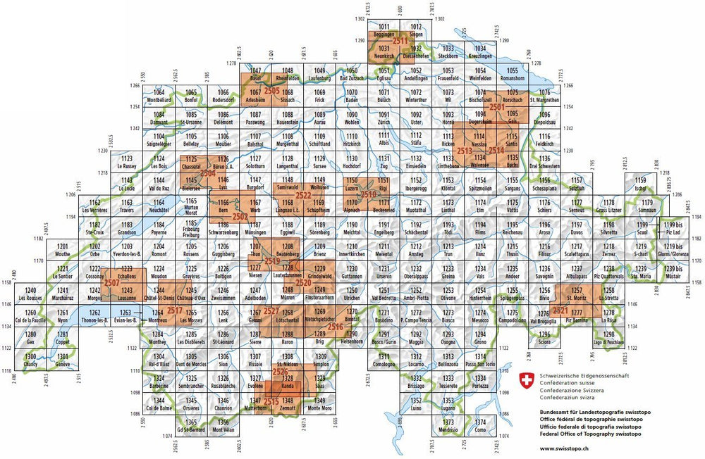 Carte topographique n° 2514 - Säntis, Churfirsten (Suisse) | Swisstopo - 1/25 000 carte pliée Swisstopo 