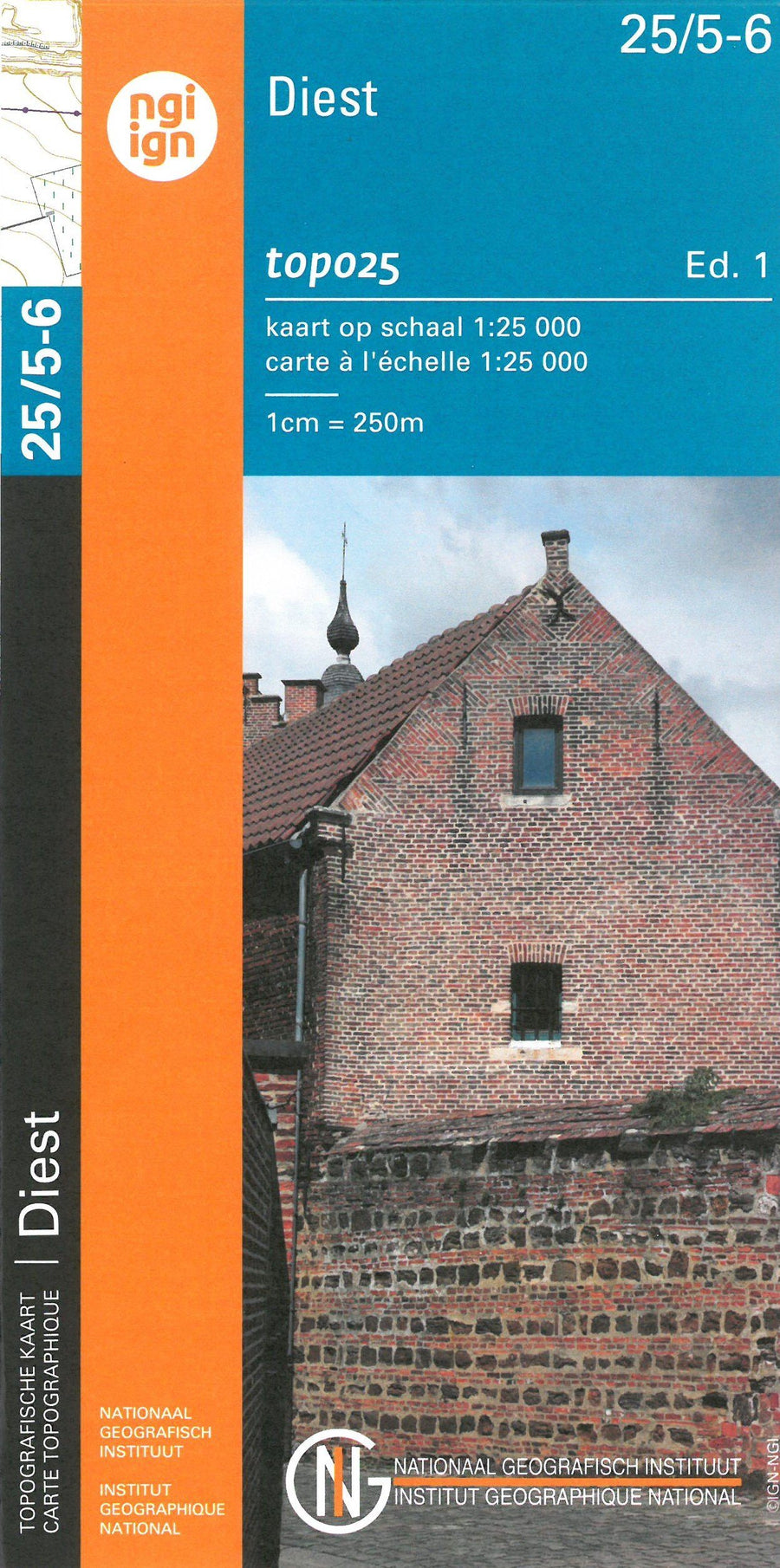 Carte topographique n° 25/5-6 - Diest (Belgique) | NGI topo 25 carte pliée IGN Belgique 