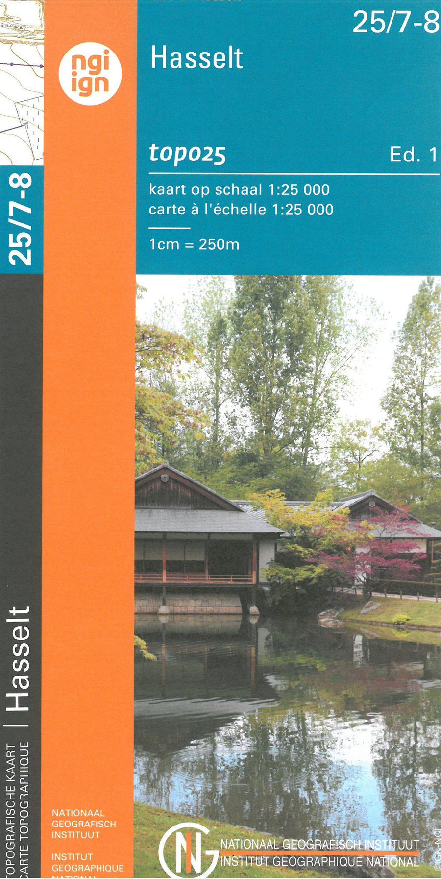 Carte topographique n° 25/7-8 - Hasselt (Belgique) | NGI topo 25 carte pliée IGN Belgique 