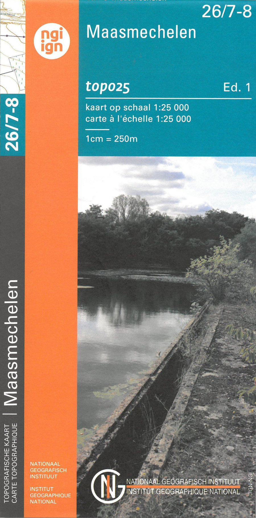 Carte topographique n° 26/7-8 - Maasmechelen (Belgique) | NGI topo 25 carte pliée IGN Belgique 
