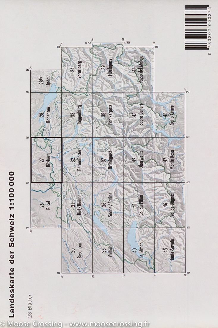 Carte topographique n° 27 - Boezberg (Suisse) | Swisstopo - 1/100 000 carte pliée Swisstopo 