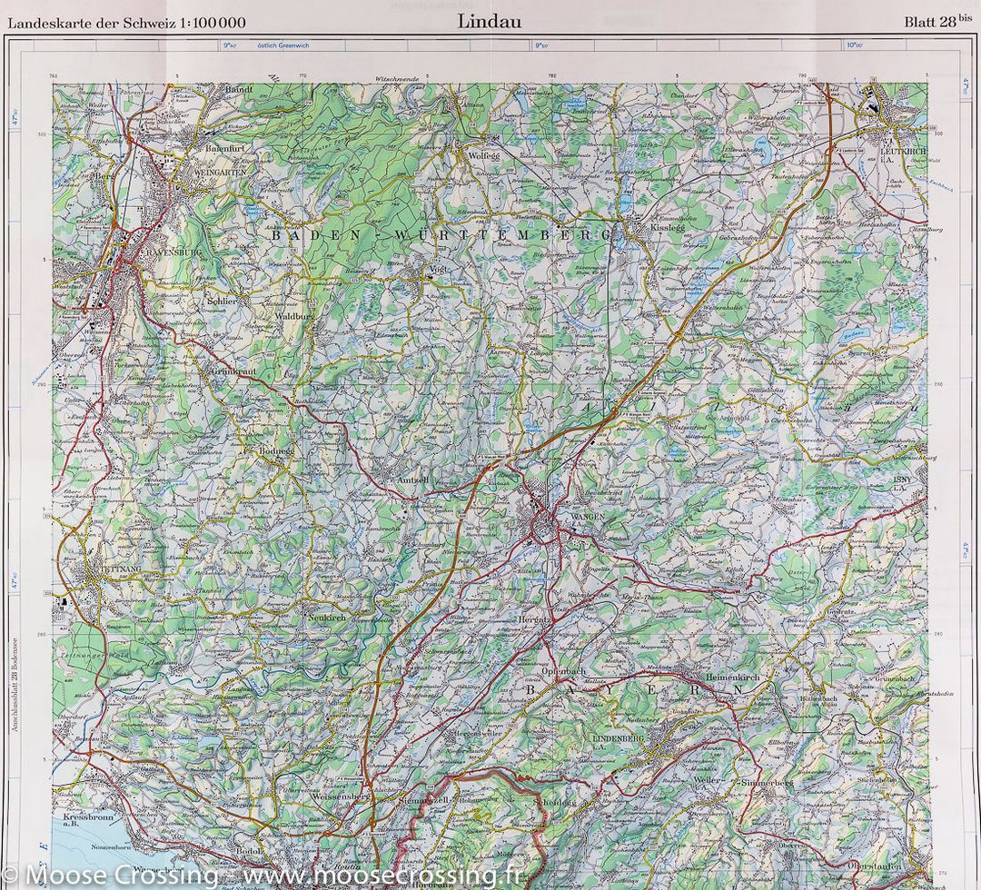 Carte de la région de Lindau (Allemagne, Suisse) | Swisstopo - La Compagnie des Cartes