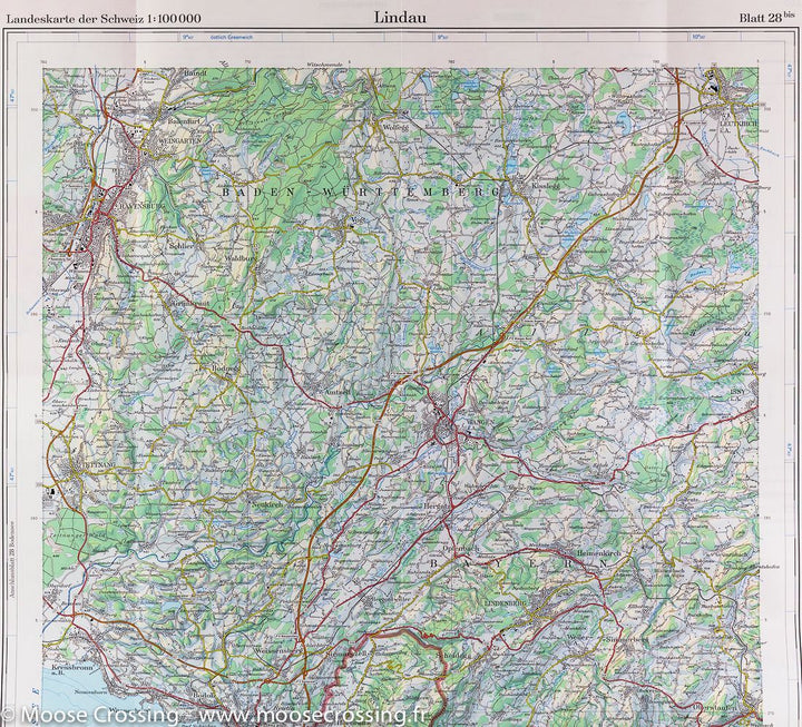 Carte de la région de Lindau (Allemagne, Suisse) | Swisstopo - La Compagnie des Cartes