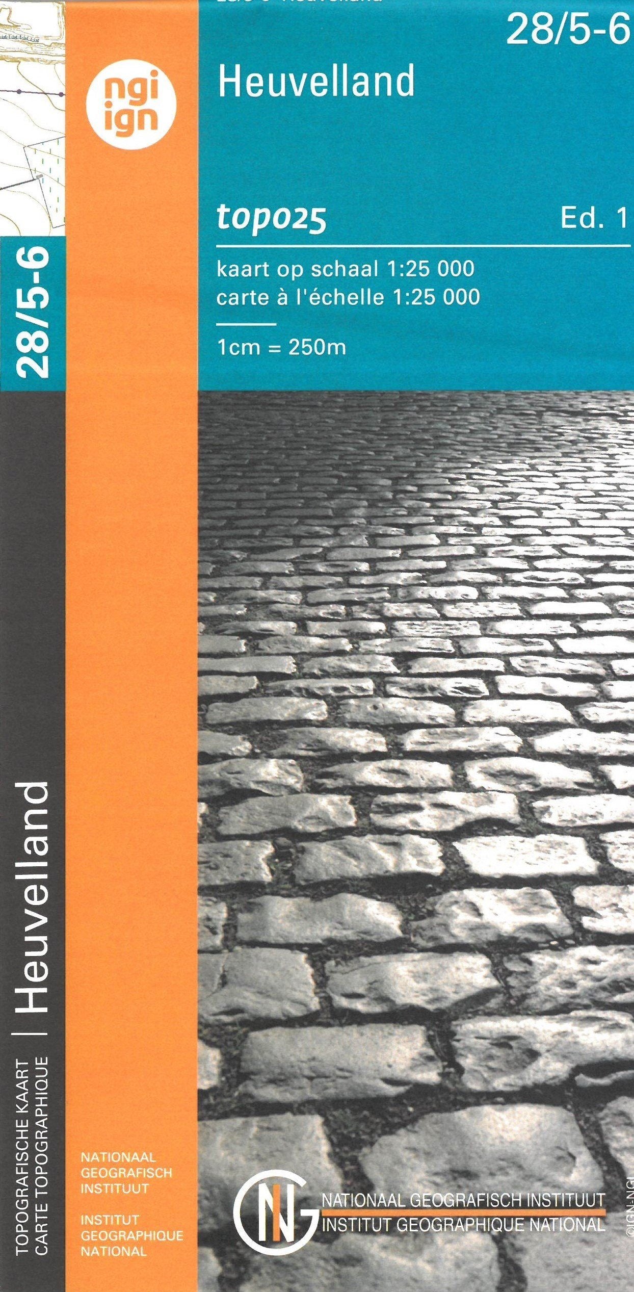 Carte topographique n° 28/5-6 - Heuvelland (Belgique) | NGI topo 25 carte de randonnée IGN Belgique