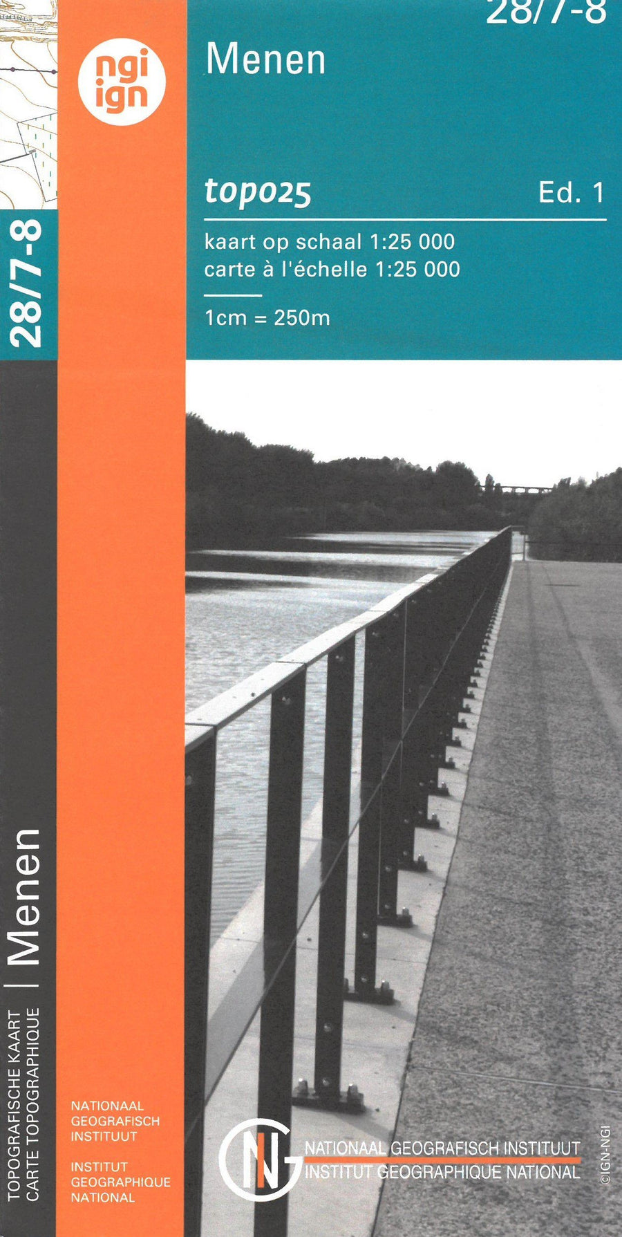 Carte topographique n° 28/7-8 - Menen (Belgique) | NGI topo 25 carte pliée IGN Belgique 