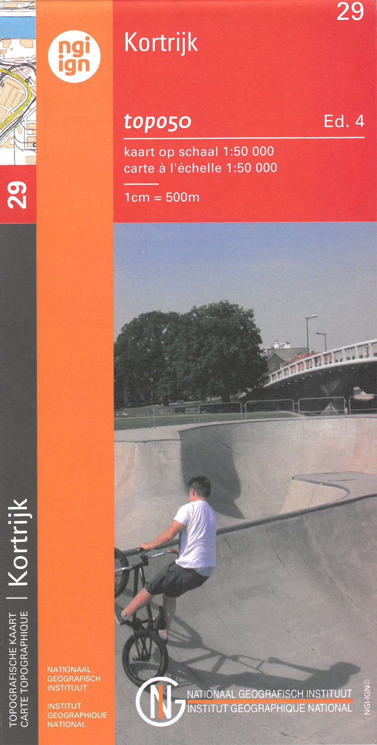 Carte topographique n° 29 - Kortrijk (Belgique) | NGI - 1/50 000 carte de randonnée IGN Belgique