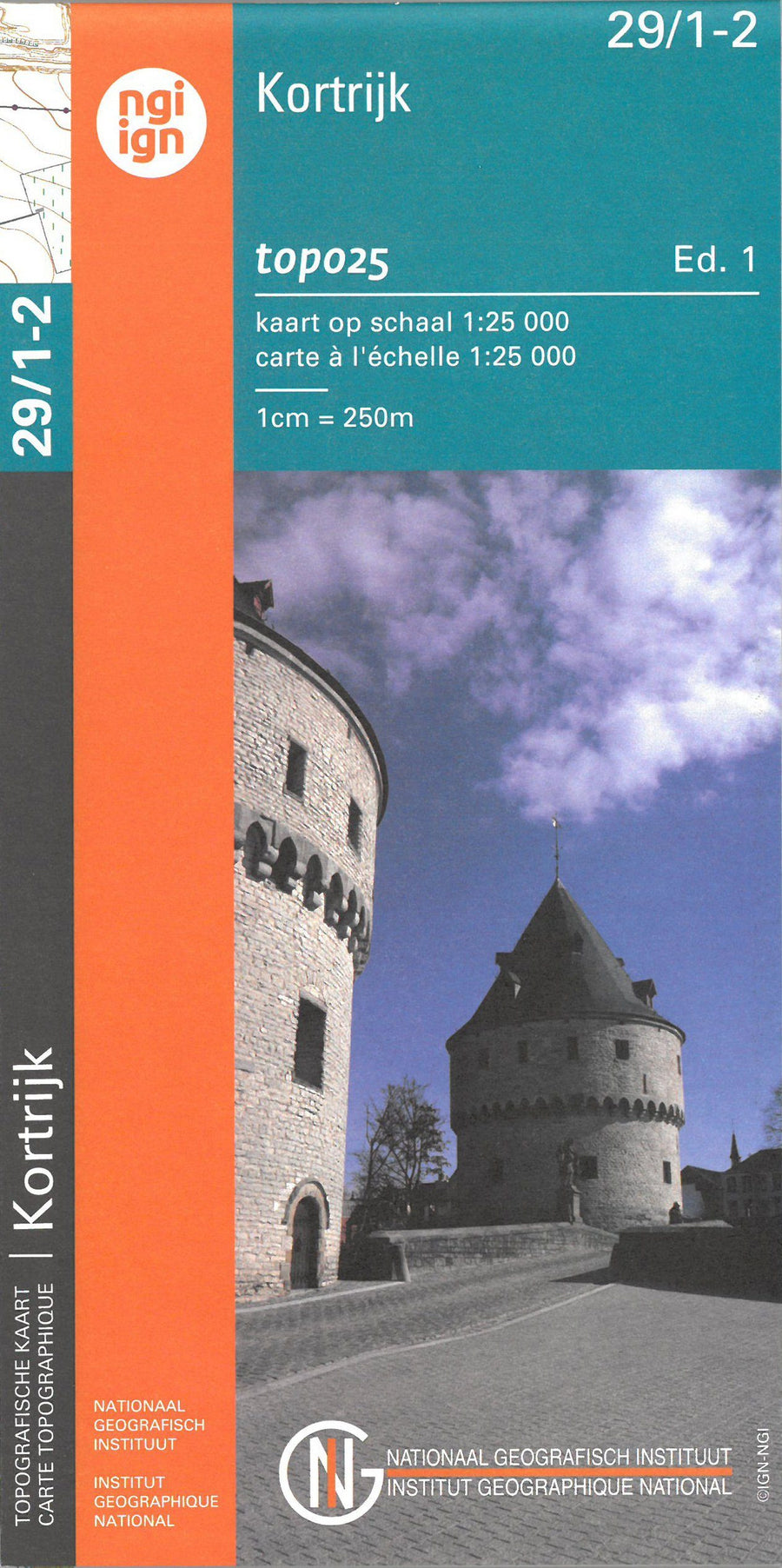 Carte topographique n° 29/1-2 - Kortrijk (Belgique) | NGI topo 25 carte pliée IGN Belgique 