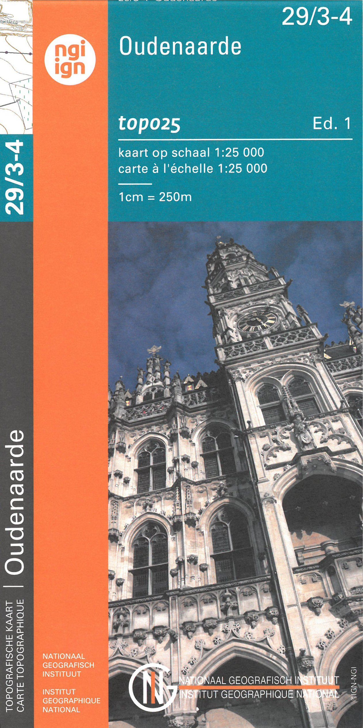 Carte topographique n° 29/3-4 - Oudenaarde (Belgique) | NGI topo 25 carte de randonnée IGN Belgique