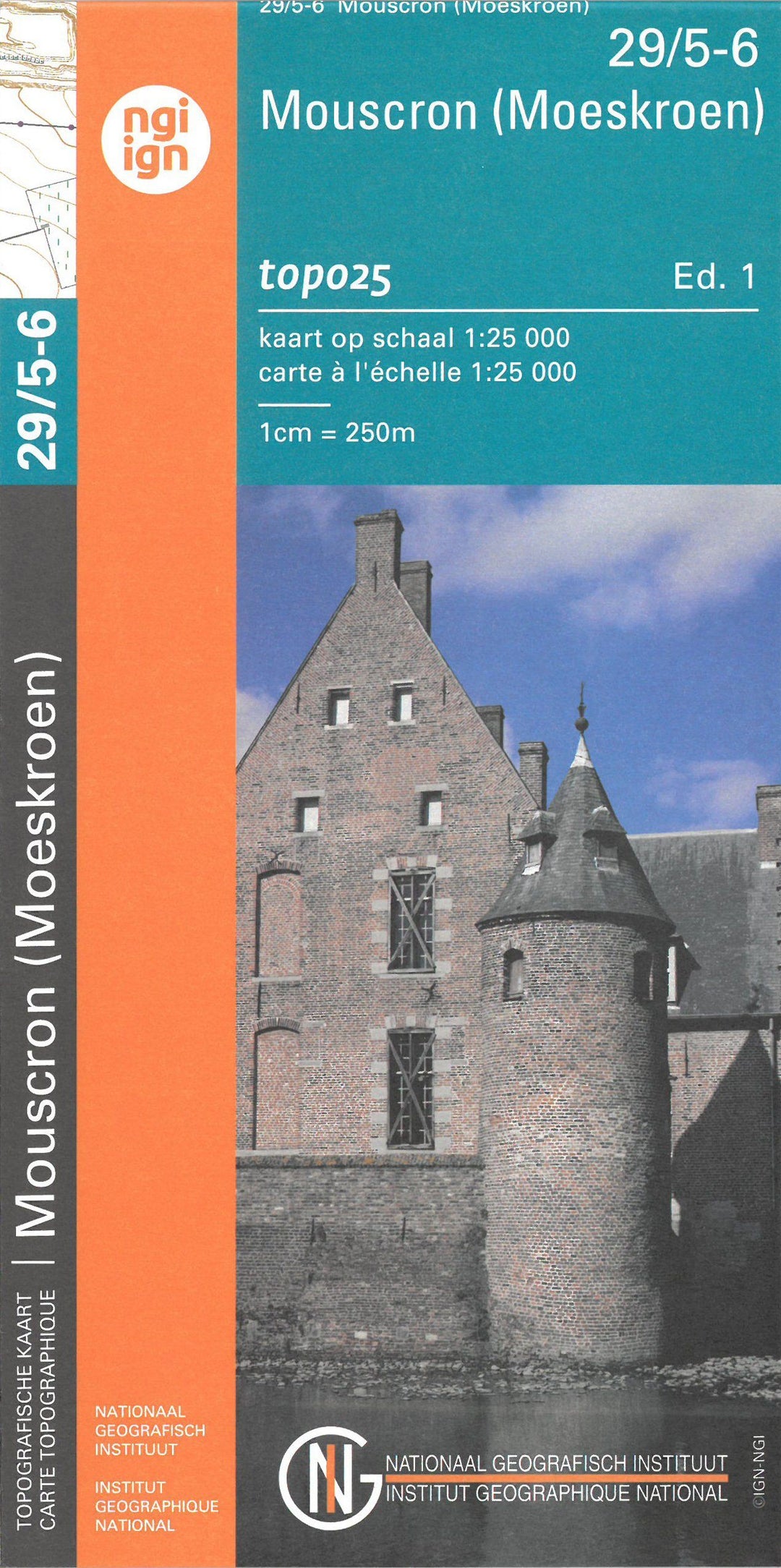 Carte topographique n° 29/5-6 - Mouscron (Moeskroen) (Belgique) | NGI topo 25 carte pliée IGN Belgique 
