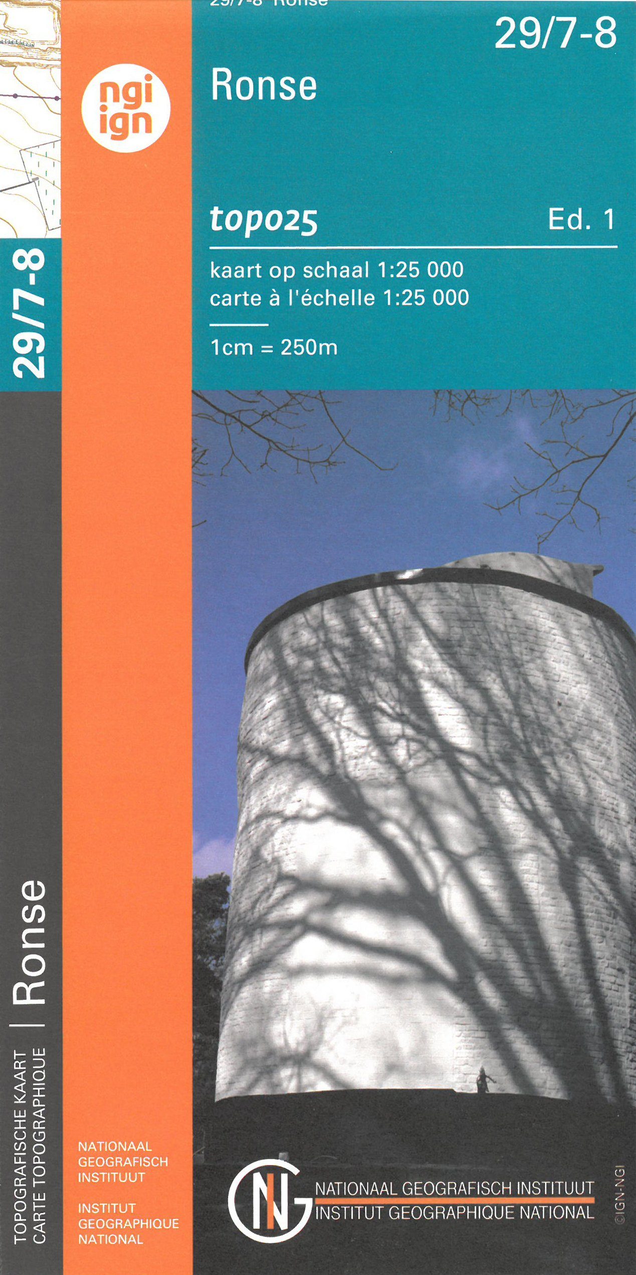 Carte topographique n° 29/7-8 - Ronse (Belgique) | NGI topo 25 carte de randonnée IGN Belgique