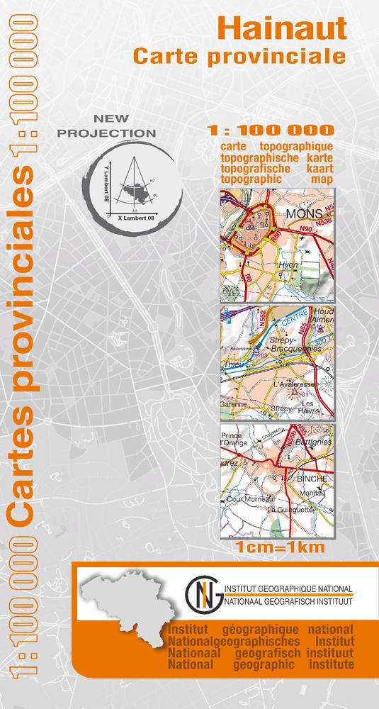Carte topographique n° 3 - Hainaut province (Belgique) | NGI - 1/100 000 carte pliée IGN Belgique 