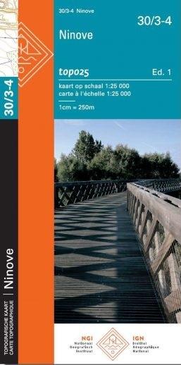 Carte topographique n° 30/3-4 - Ninove (Belgique) | NGI topo 25 carte pliée IGN Belgique 