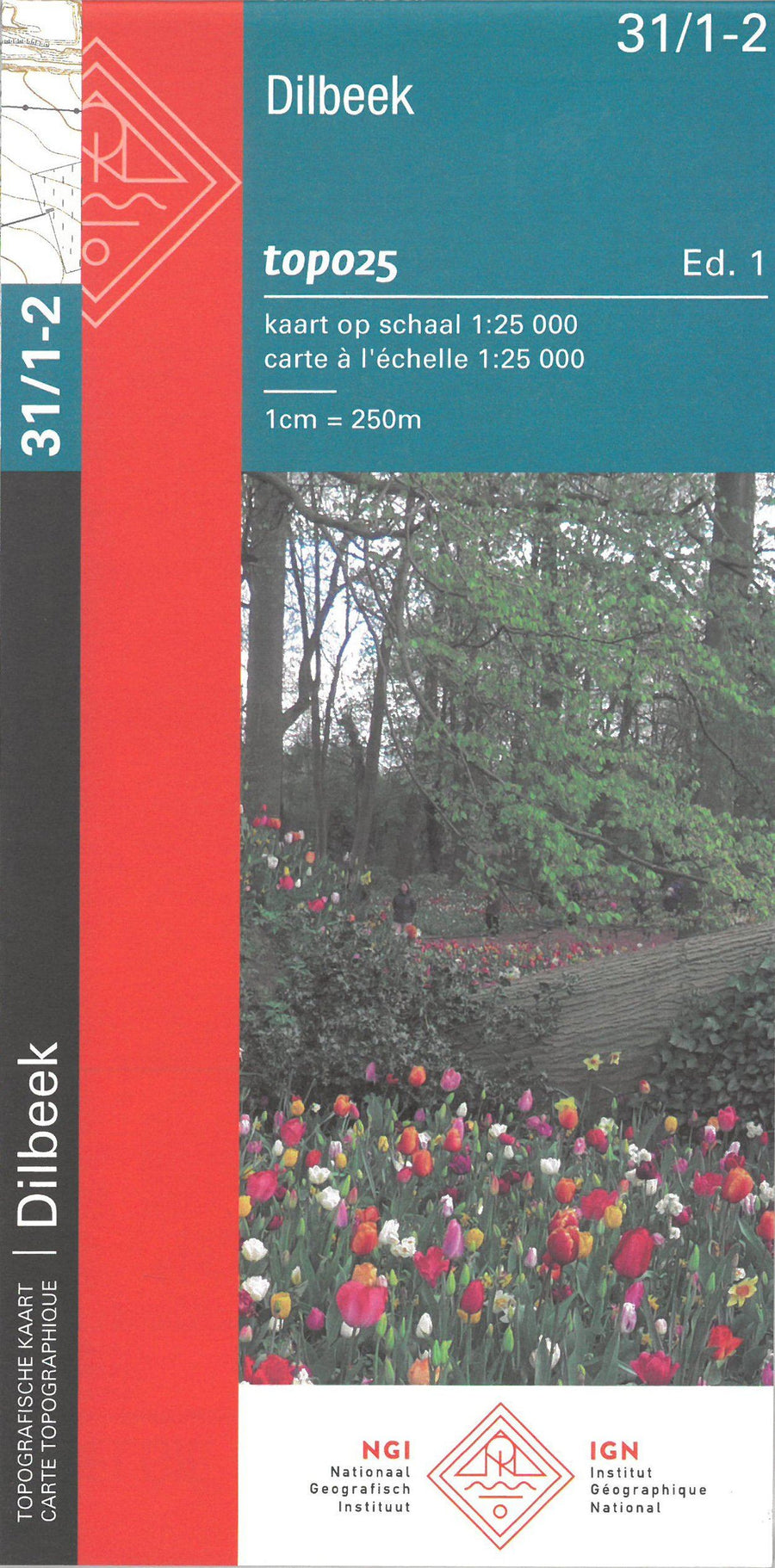 Carte topographique n° 31/1-2 - Dilbeek (Belgique) | NGI topo 25 carte pliée IGN Belgique 