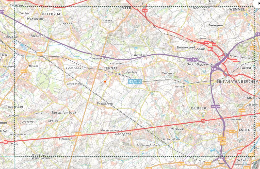 Ngi Map Topographic map No. 31/1 - 2 - Dilbeek (Belgium) | IGN Belgium Topo 25 ...