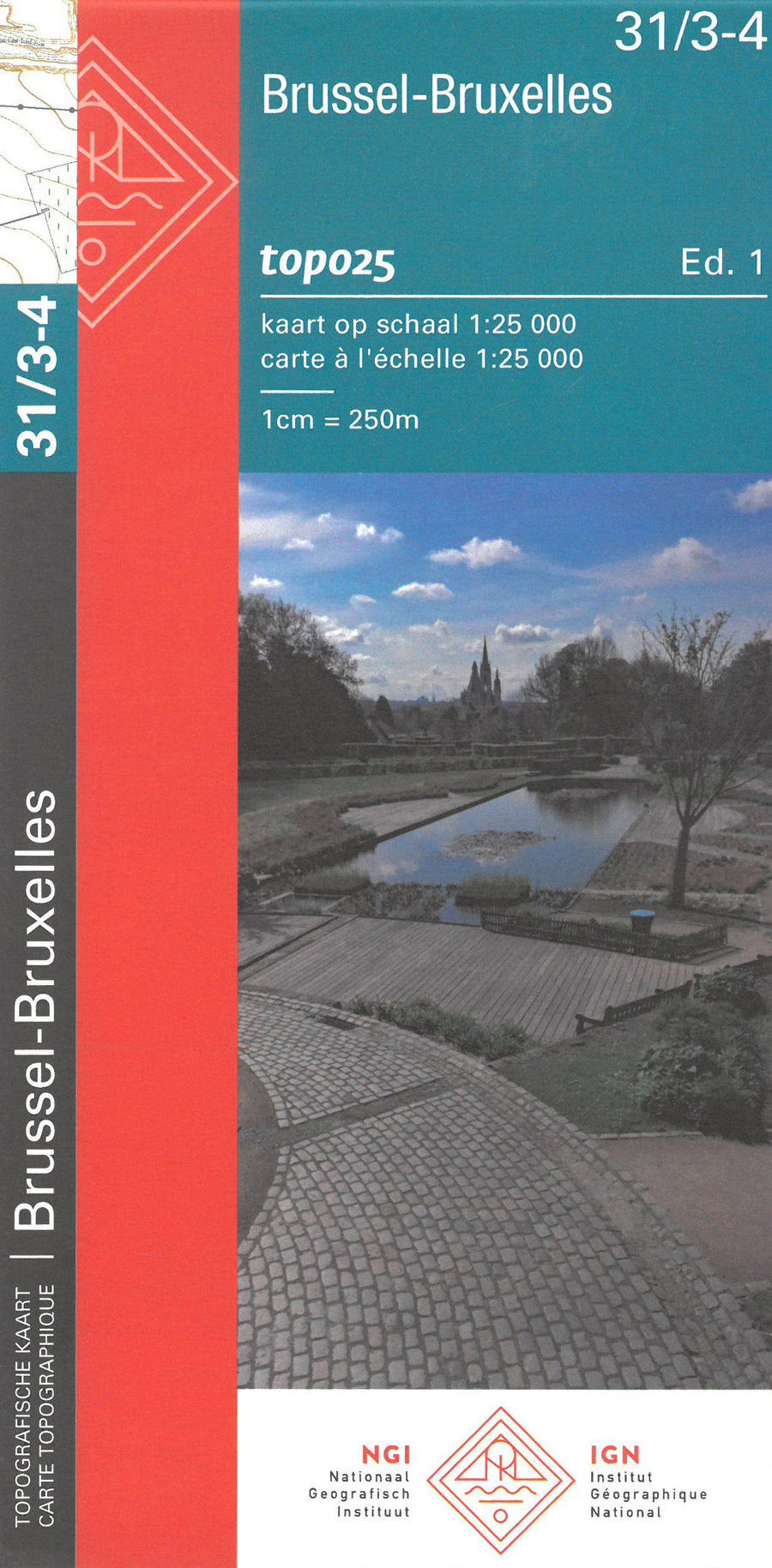Carte topographique n° 31/3-4 - Bruxelles (Belgique) | NGI topo 25 carte pliée IGN Belgique 