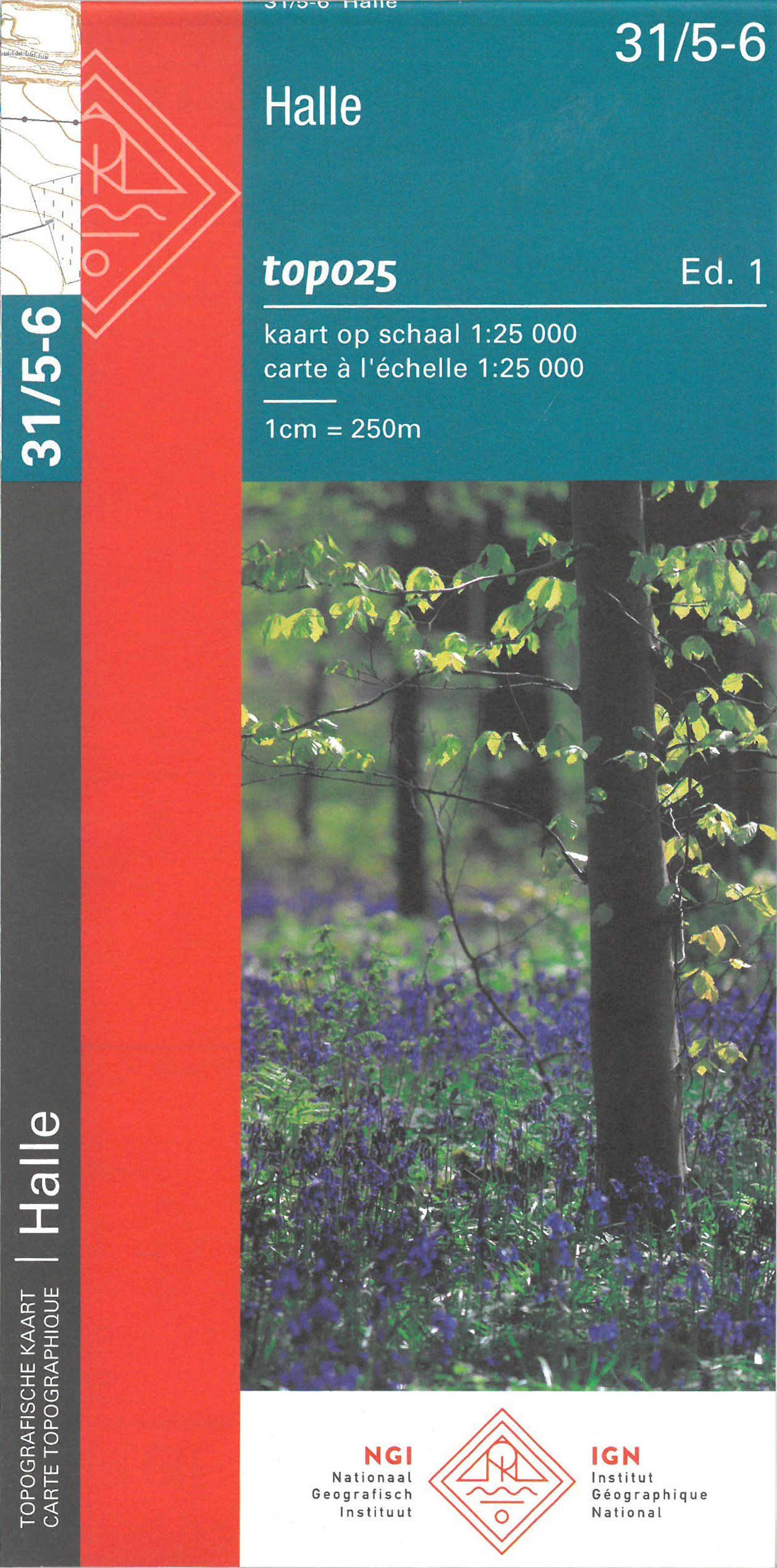 Carte topographique n° 31/5-6 - Halle (Belgique) | NGI topo 25 carte de randonnée IGN Belgique