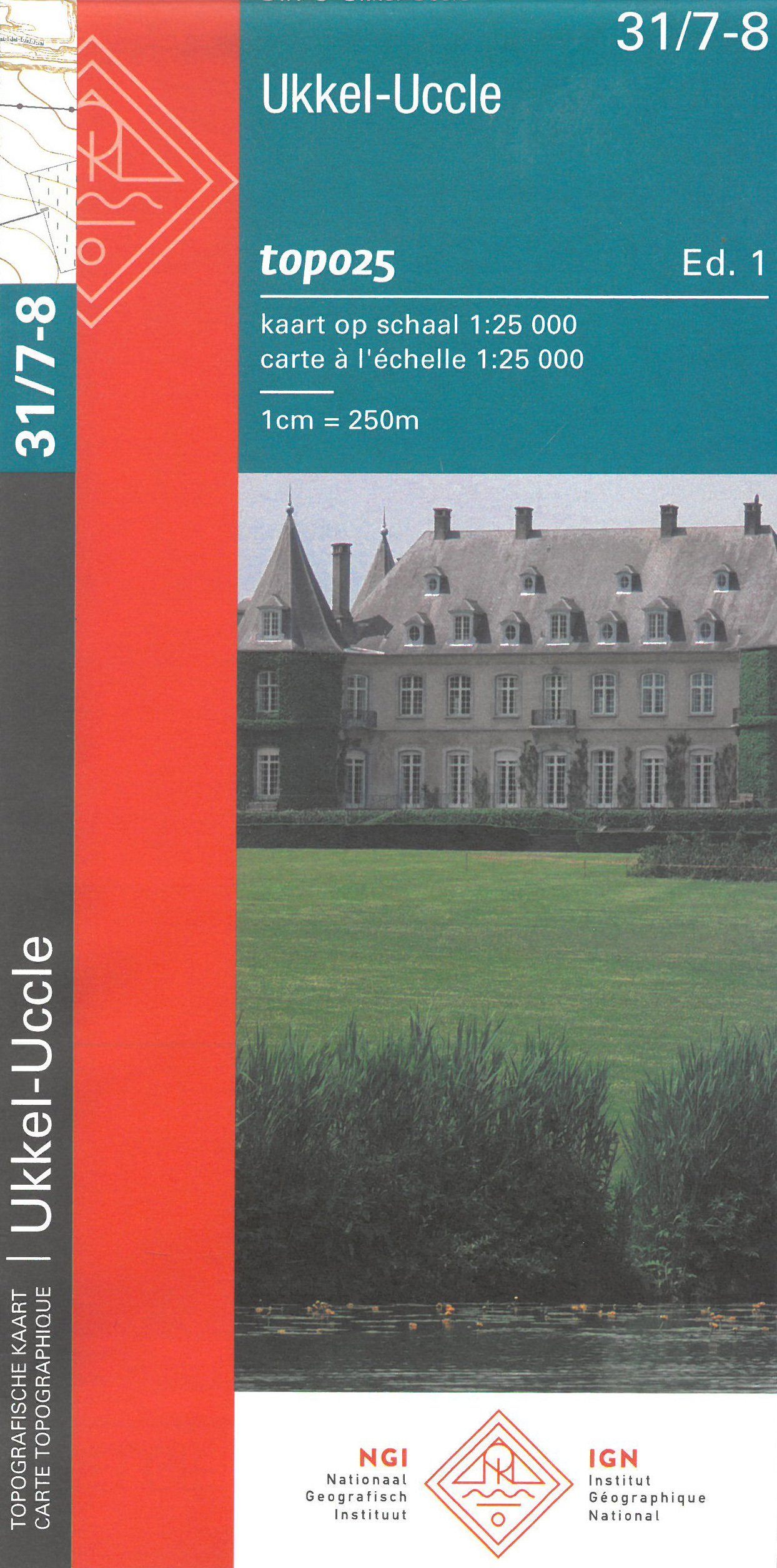 Carte topographique n° 31/7-8 - Uccle, Hoeilaart (Belgique) | NGI topo 25 carte de randonnée IGN Belgique