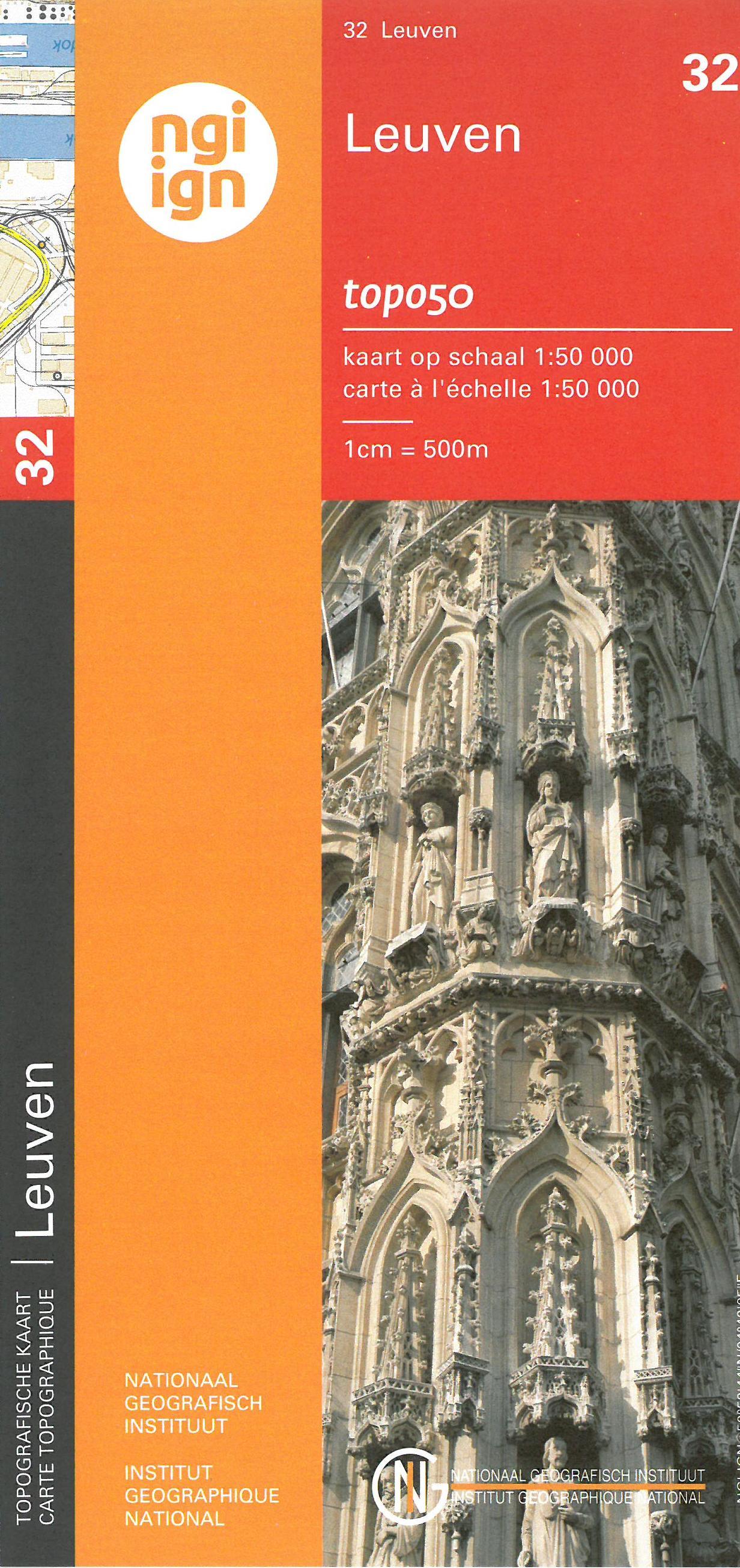 Carte topographique n° 32 - Louvain (Belgique) | NGI - 1/50 000 carte de randonnée IGN Belgique