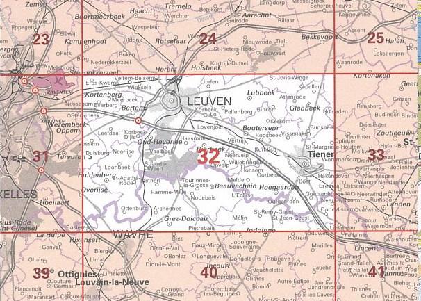 Carte topographique n° 32 - Louvain (Belgique) | NGI - 1/50 000 carte pliée IGN Belgique 