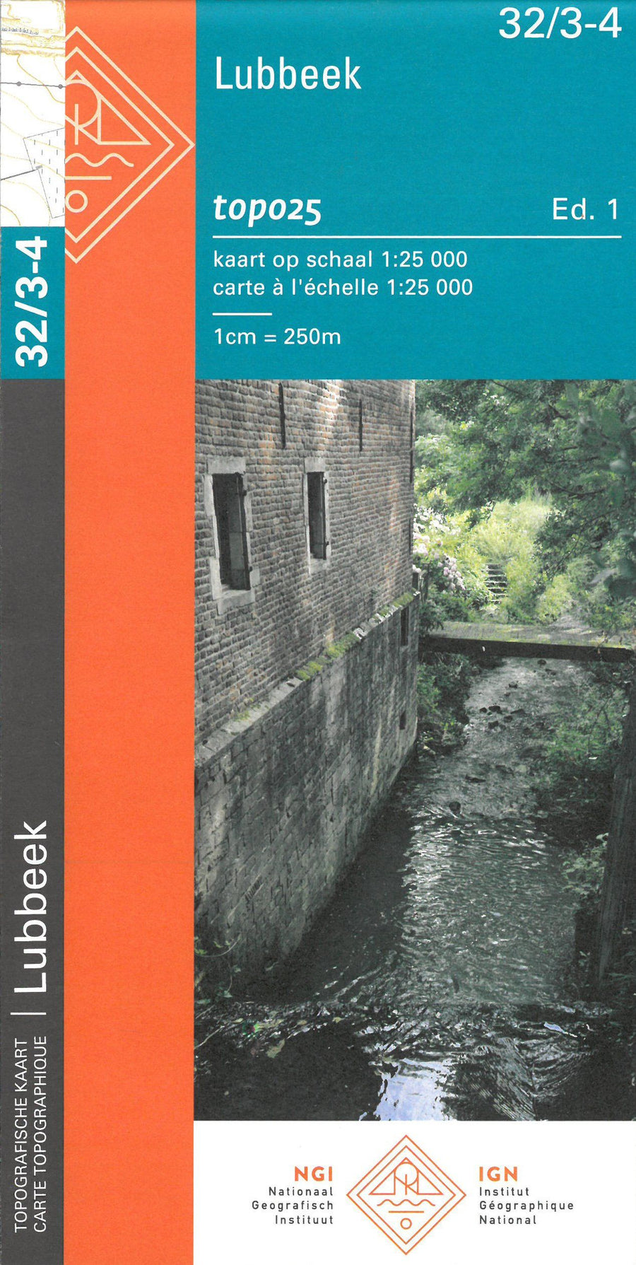 Carte topographique n° 32/3-4 - Lubbeek (Belgique) | NGI topo 25 carte pliée IGN Belgique 