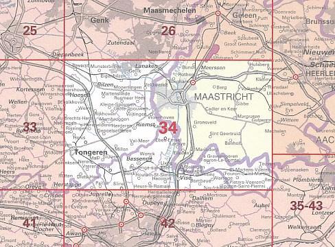 Carte topographique n° 34 - Tongres (Belgique) | NGI - 1/50 000 carte de randonnée IGN Belgique Default Title