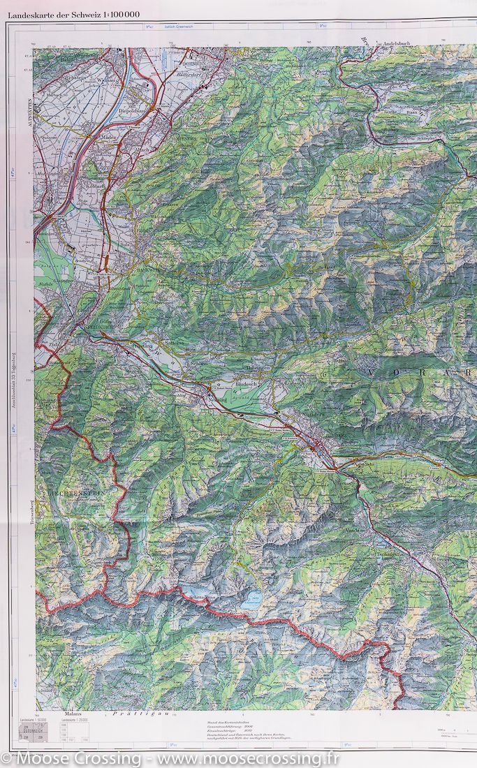 Carte topographique n° 34 - Vorarlberg (Suisse) | Swisstopo - 1/100 000 carte pliée Swisstopo 