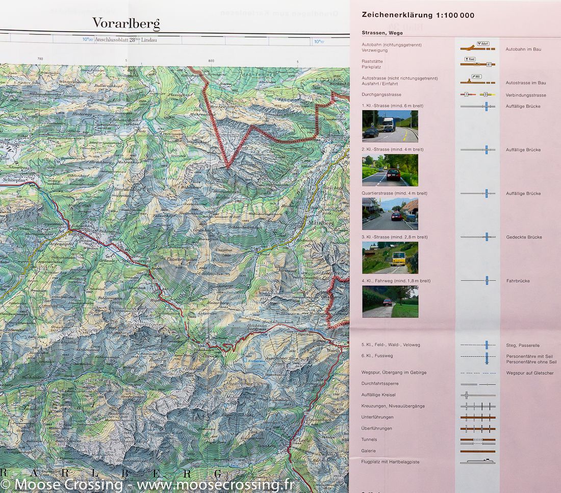 Carte topographique n° 34 - Vorarlberg (Autriche) | Swisstopo - 1/100 000 carte routière Swisstopo