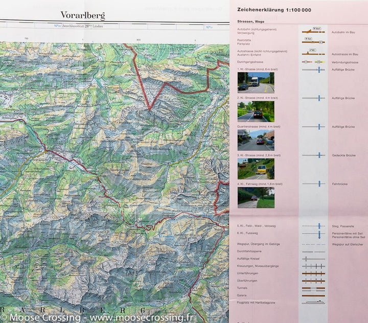 Carte topographique n° 34 - Vorarlberg (Suisse) | Swisstopo - 1/100 000 carte pliée Swisstopo 