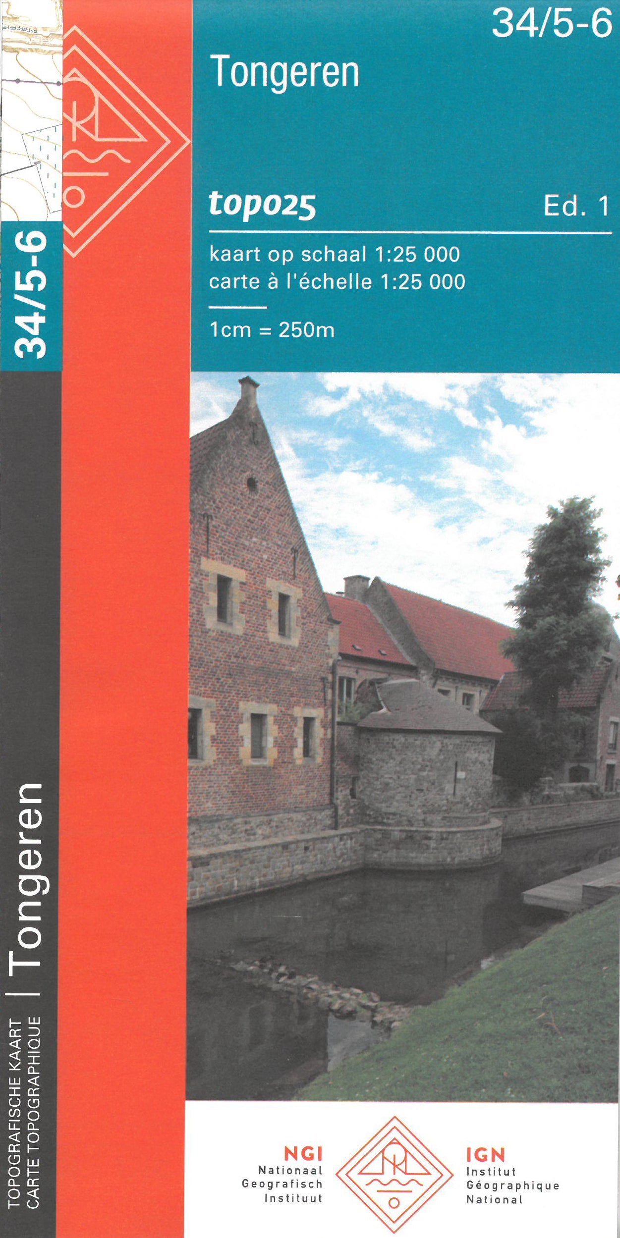 Carte topographique n° 34/5-6 - Tongeren (Belgique) | NGI topo 25 carte de randonnée IGN Belgique