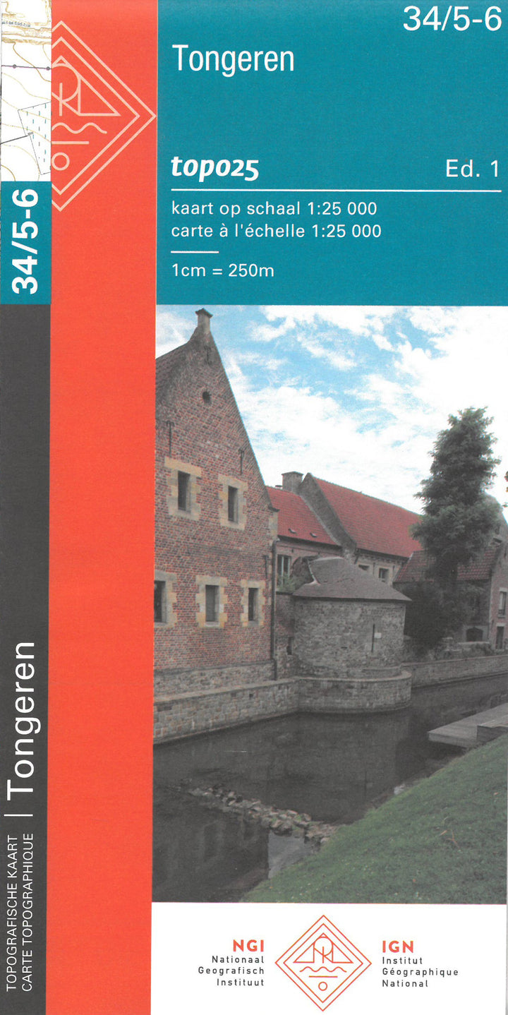 Carte topographique n° 34/5-6 - Tongeren (Belgique) | NGI topo 25 carte pliée IGN Belgique 