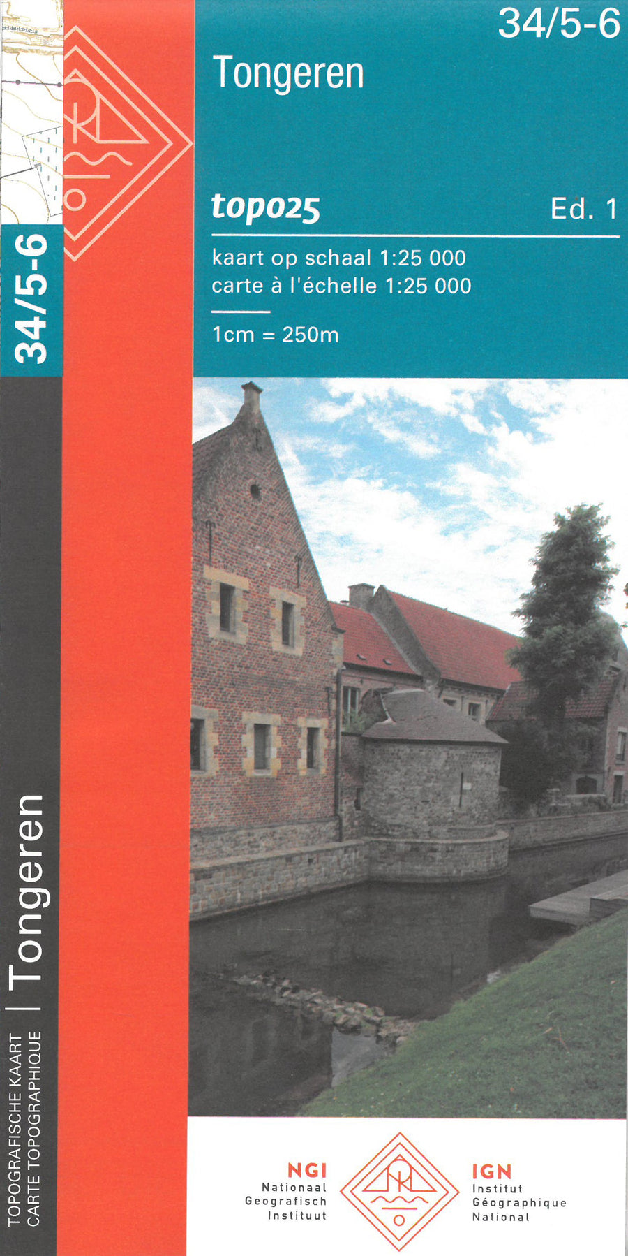 Carte topographique n° 34/5-6 - Tongeren (Belgique) | NGI topo 25 carte pliée IGN Belgique 