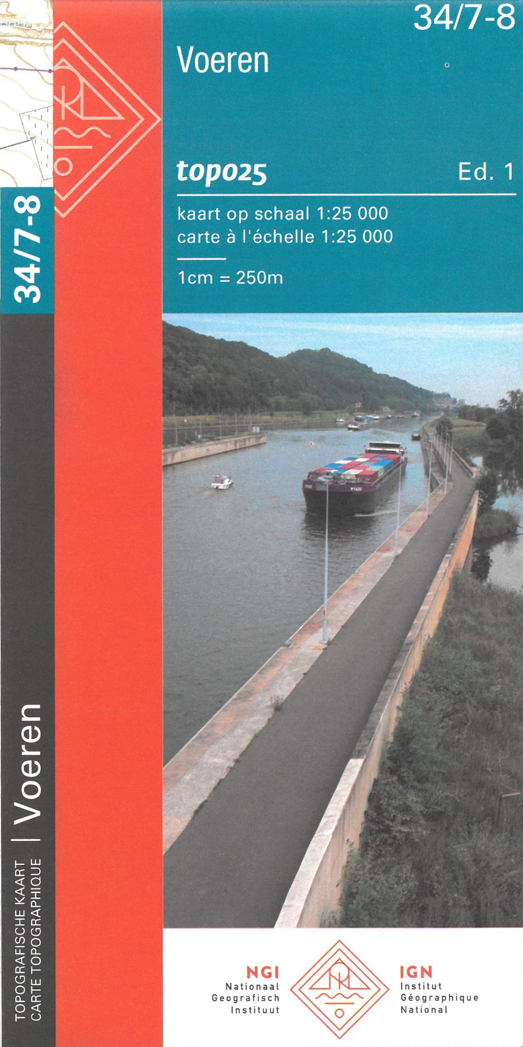 Carte topographique n° 34/7-8 - Voeren (Belgique) | NGI topo 25 carte pliée IGN Belgique 
