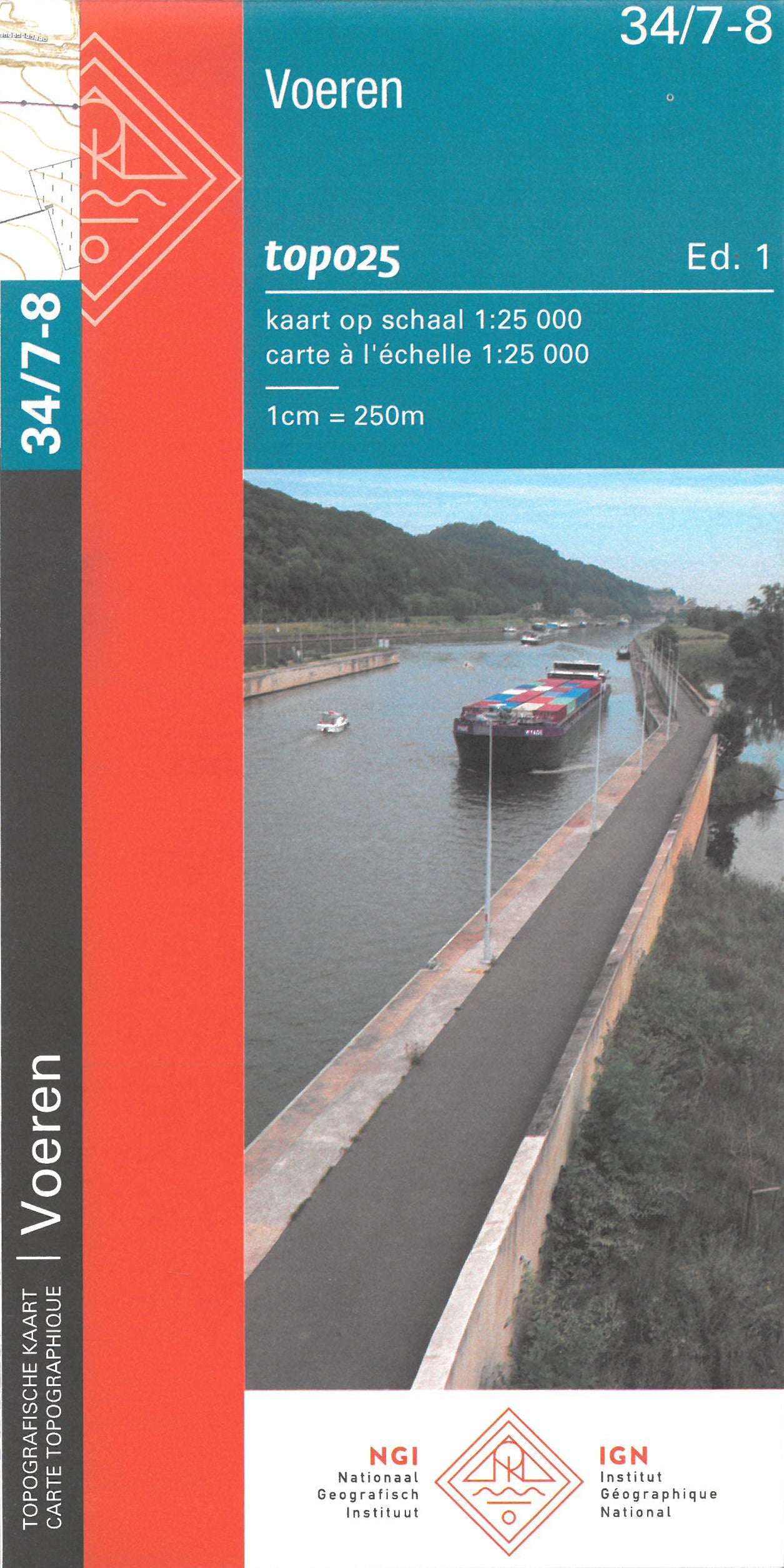 Carte topographique n° 34/7-8 - Voeren (Belgique) | NGI topo 25 carte de randonnée IGN Belgique
