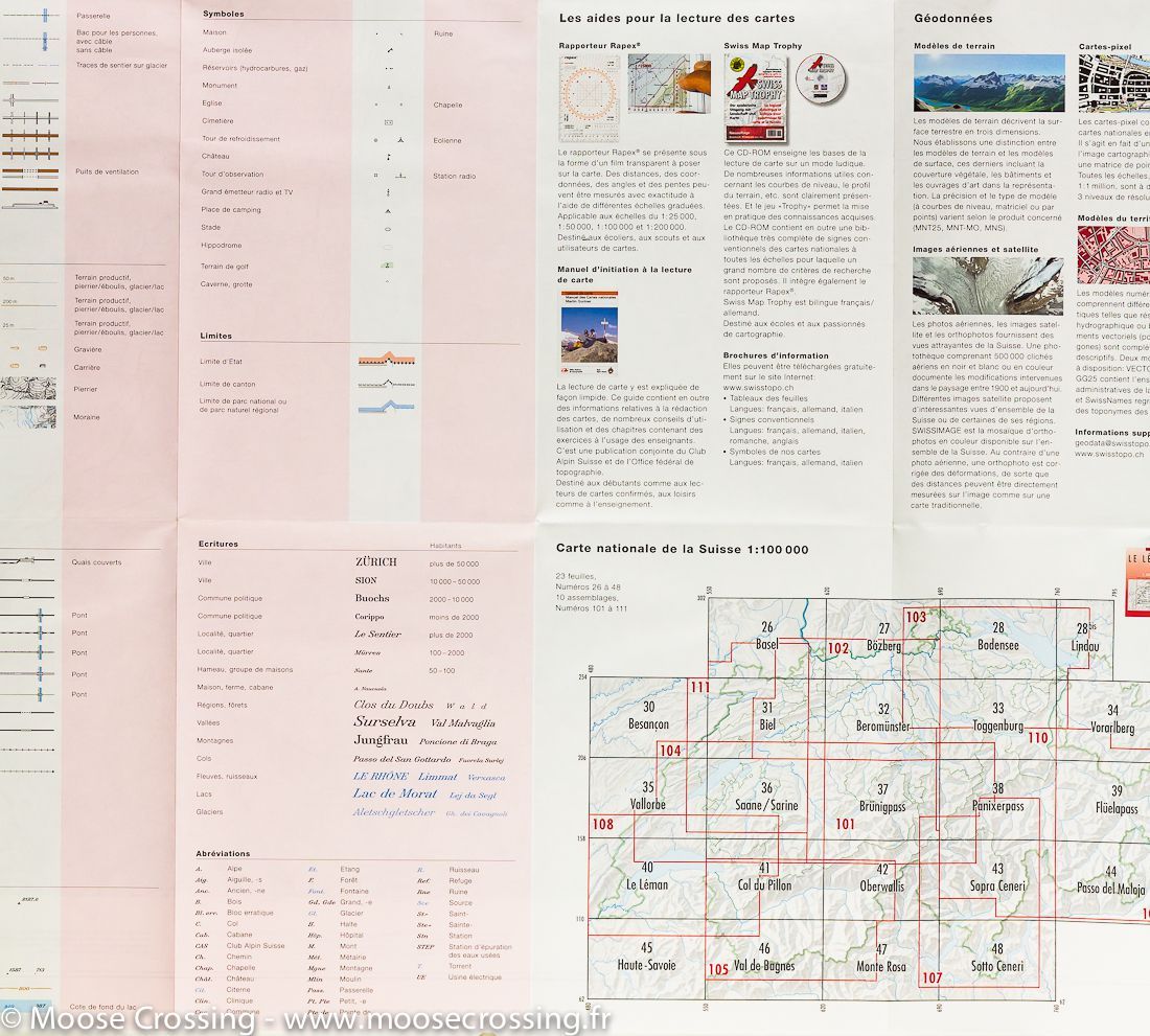 Carte topographique n° 36 - Saane, Sarine (Canton de Fribourg, Suisse) | Swisstopo - 1/100 000 carte routière Swisstopo